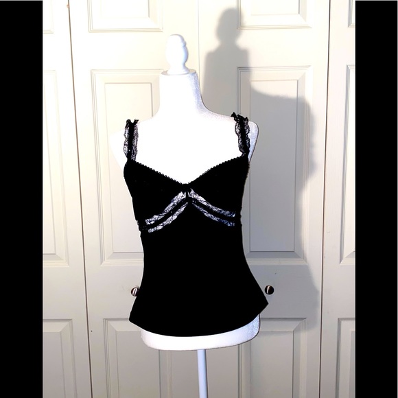 D&G VINTAGE
RHINESTONES SEQUINS LACE
SILK STRETCH TOP
SIZE (L) BLACK - Picture 2 of 11